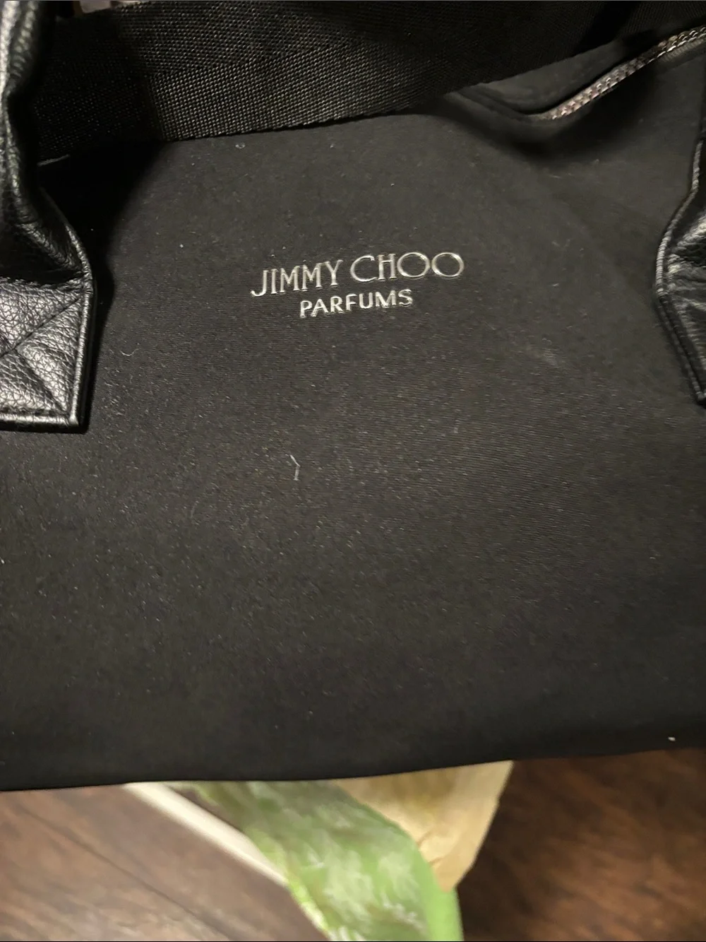 Jimmy Choo Black Canvas Duffel Bag with Leather Handles- pre loved- check co